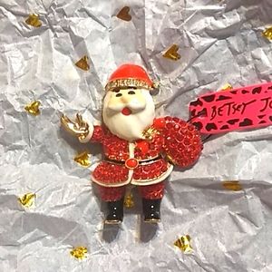 Red Crystal Santa Claus Pin